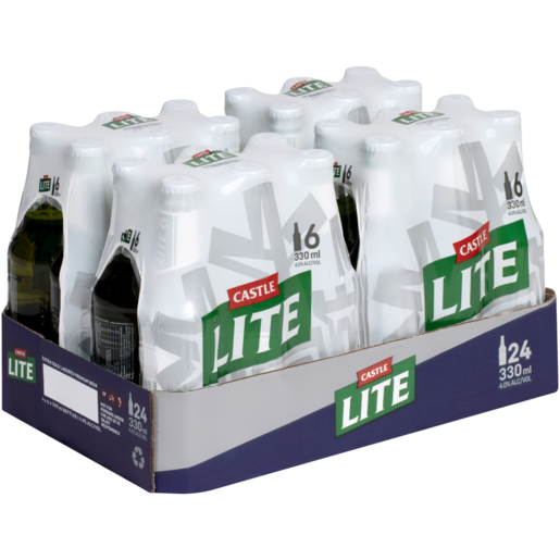 Castle Lite Beer Bottles 24 x 340ml
