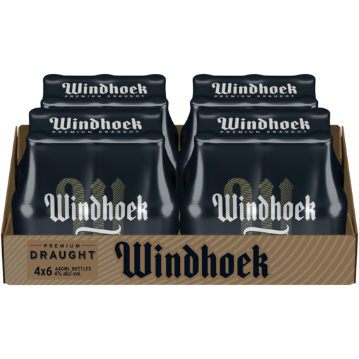 Windhoek Premium Draught Beer Bottles 24 x 440ml
