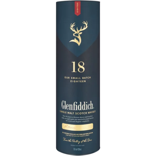 Glenfiddich 18 Year Old Single Malt Scotch Whisky Bottle 750ml