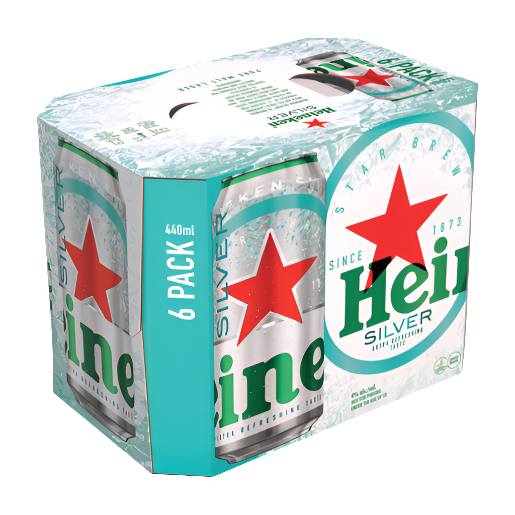 Heineken Silver Beer Cans 6 x 440ml