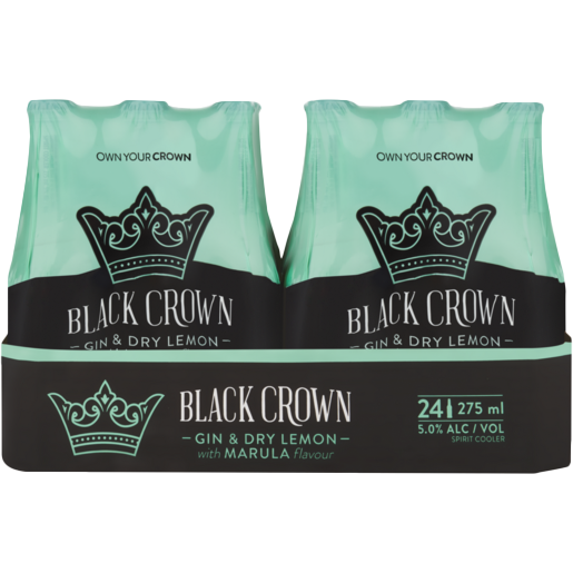 Black Crown Gin & Dry Lemon with Marula Flavour Spirit Cooler 24 x 275ml