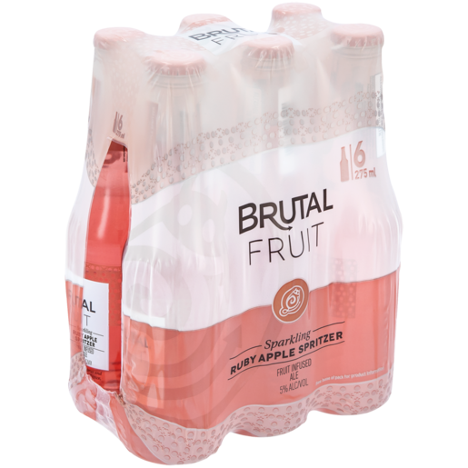 Brutal Fruit Ruby Apple Flavoured Sparkling Spritzer Bottles 6 x 275ml