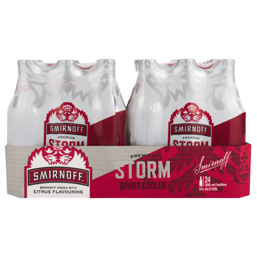 Smirnoff Storm Citrus Flavouring Premium Spirit Cooler Bottles 24 x 300ml