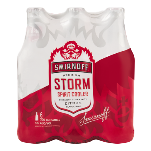 Smirnoff Storm Premium Spirit Cooler Bottles 6 x 300ml