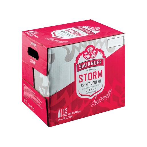 Smirnoff Storm Citrus Premium Spirit Cooler Bottle RTD 12 x 660ml
